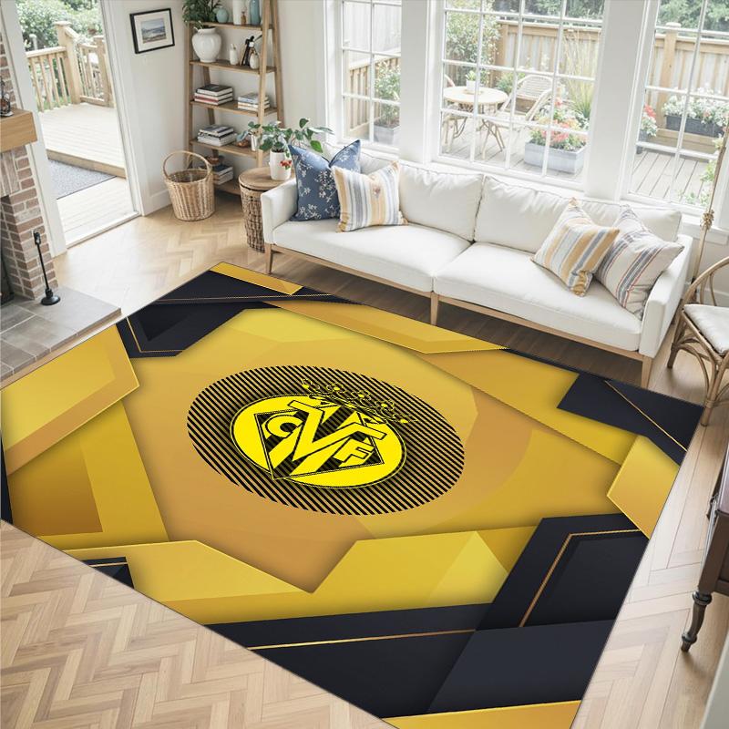 Villarreal FC Design Crystal Velvet Carpet Cozy Non?Slip Printed Rug For Bedroom Living Room Entrance