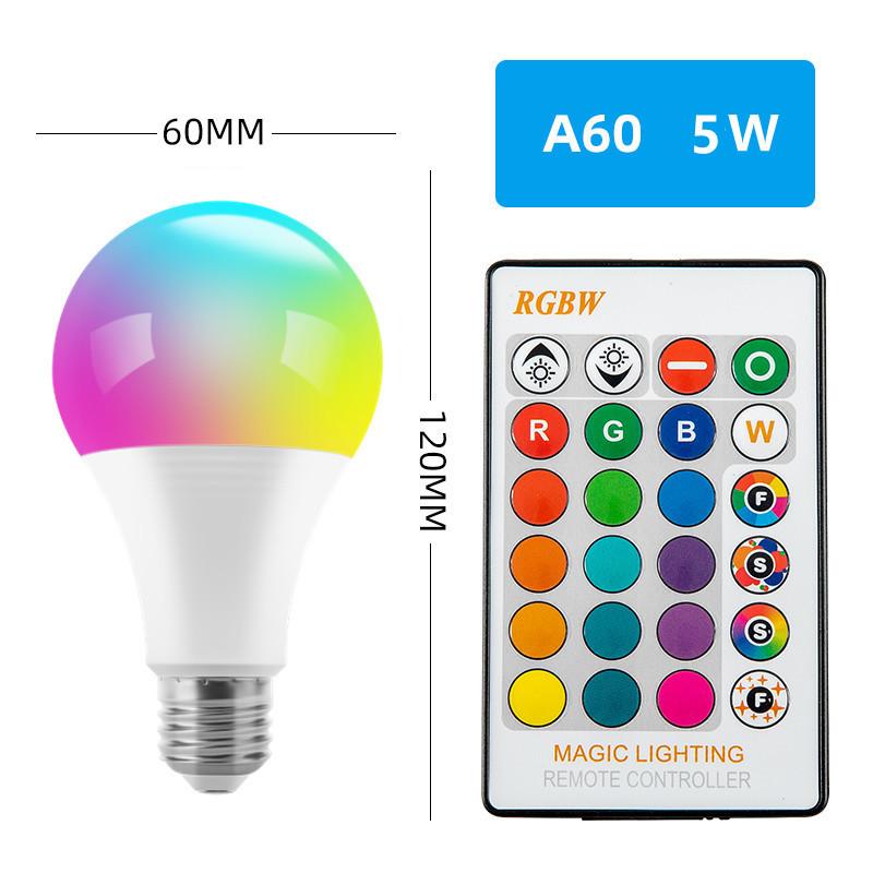 16 Colors RGB Bulb LED Multicolor Bulb E27 Base Lighting Dimmable 24 Key Remote Control Atmosphere Neon Light