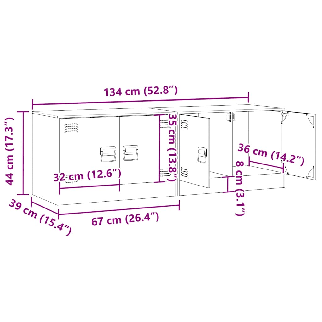 TV Cabinets 2 pcs Pink 67 x 39 x 44 cm Steel