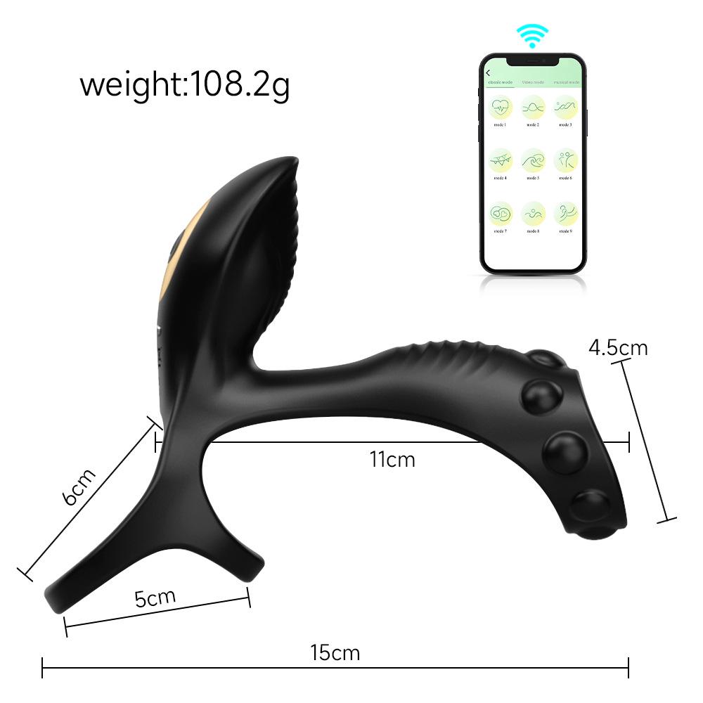 Three-pronged Silicone Vibrating Cock Ring with Wireless APP Remote Control