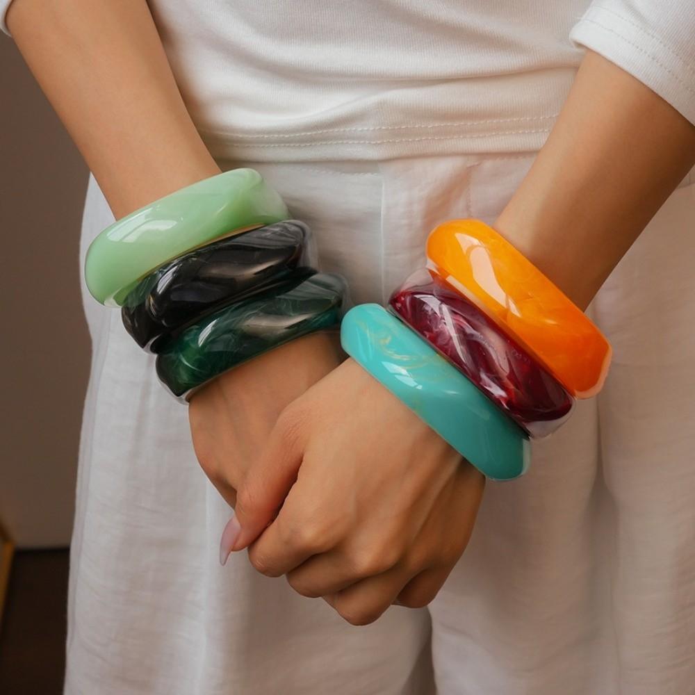 Smudging Irregular Wide Bracelet Resin Retro Hand Ring Cute Acrylic Bangle  Decoration