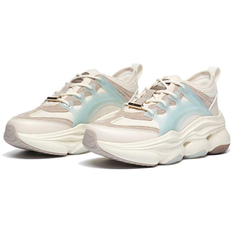 Li-Ning 1990 Classic Series Non-Slip Wear-Resistant Low-Top Sports Casual Shoes Women Sneakers White Blue ALFS190-1