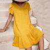 New V-neck solid color loose dress, loose and comfortable casual women