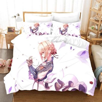 Anime Violet Evergarden Comfortable Duvet Quilt Cover Pillowcase Bedding Set Children Bedroom Decoration Home Textile