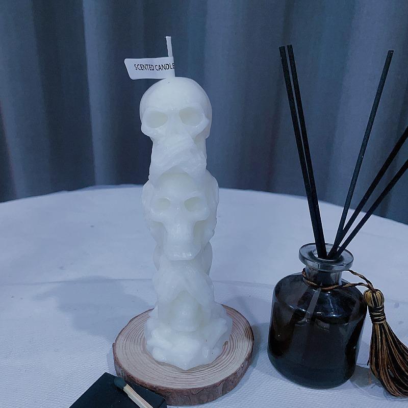 Halloween Triple Skull Candles Halloween Horror Series Don't Watch/Listen/Speak Skull Aromatherapy Candles HomeDecoration Candle