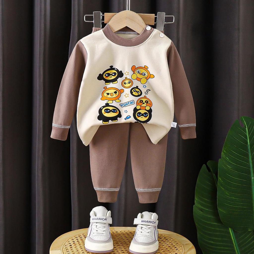 Kids' Pure Cotton Underwear & Homewear Set - Boys & Girls Autumn Cartoon Clothes & Trousers