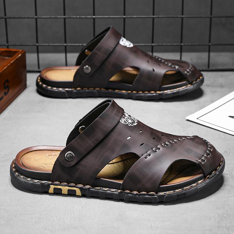 Fashion CYYTL Mens Slippers Casual Shoes Beach Sandals Summer Outdoor Slides Leather Walking Comfort Luxury Designer Fashion Lightweight