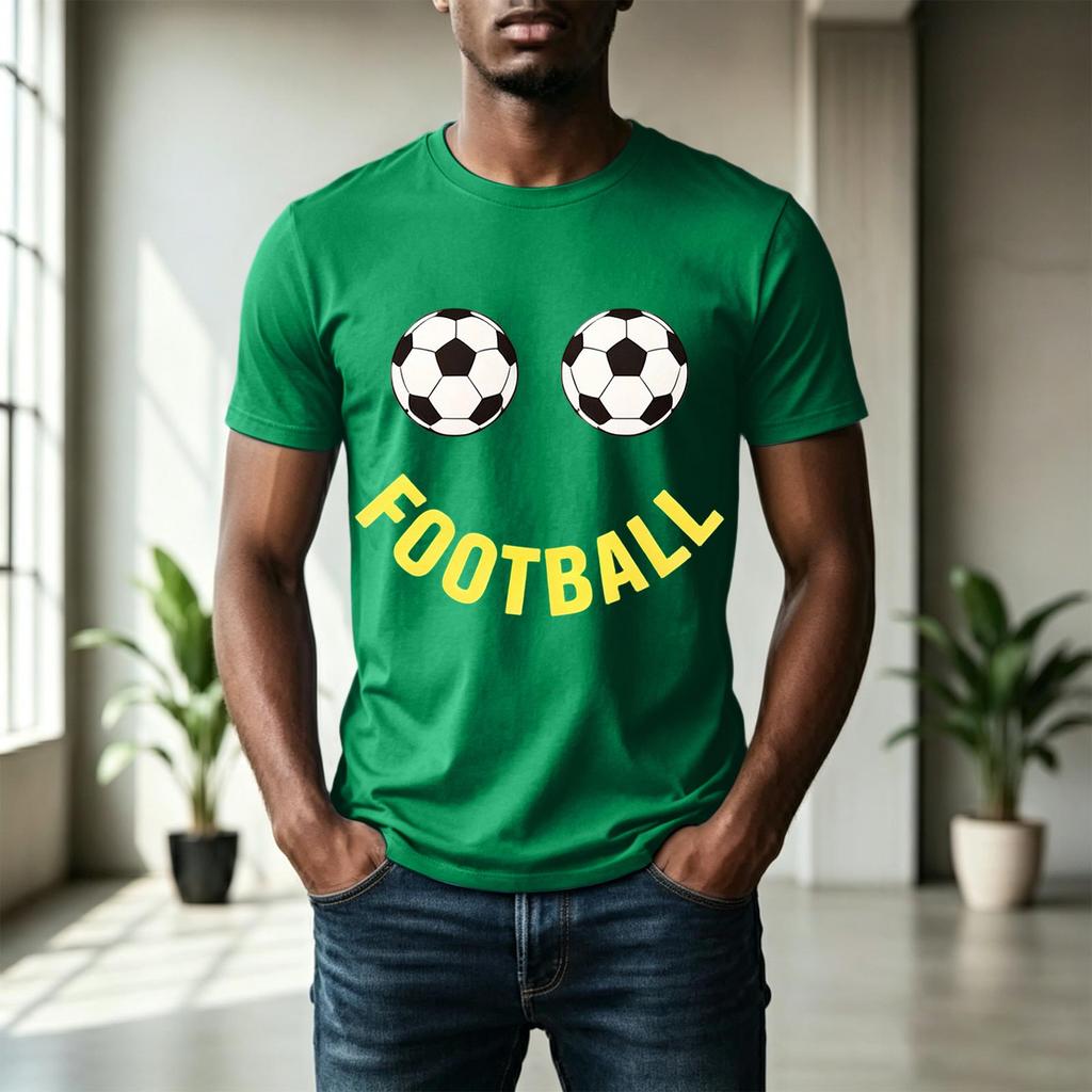 Men's Short Sleeve Crew Neck T-Shirt with Football Print Graphic Casual Fit Comfortable Soft Fabric Lightweight Design