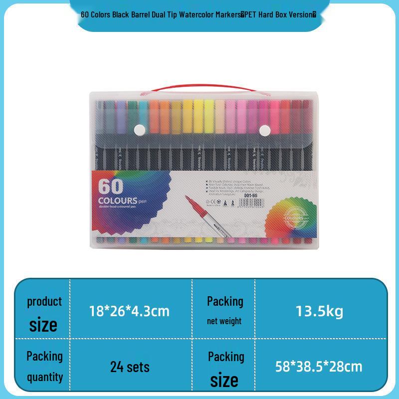 Double-Ended Watercolor Pens for Children - Soft Tip, Water-Based, Vibrant Colored Markers