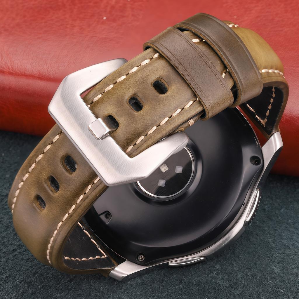 First Layer Oil Wax Cowhide Leather Watch Strap 20 22 24 26mm Padded Genuine Leather Band for PAM111/441/312 Durable Bracelet