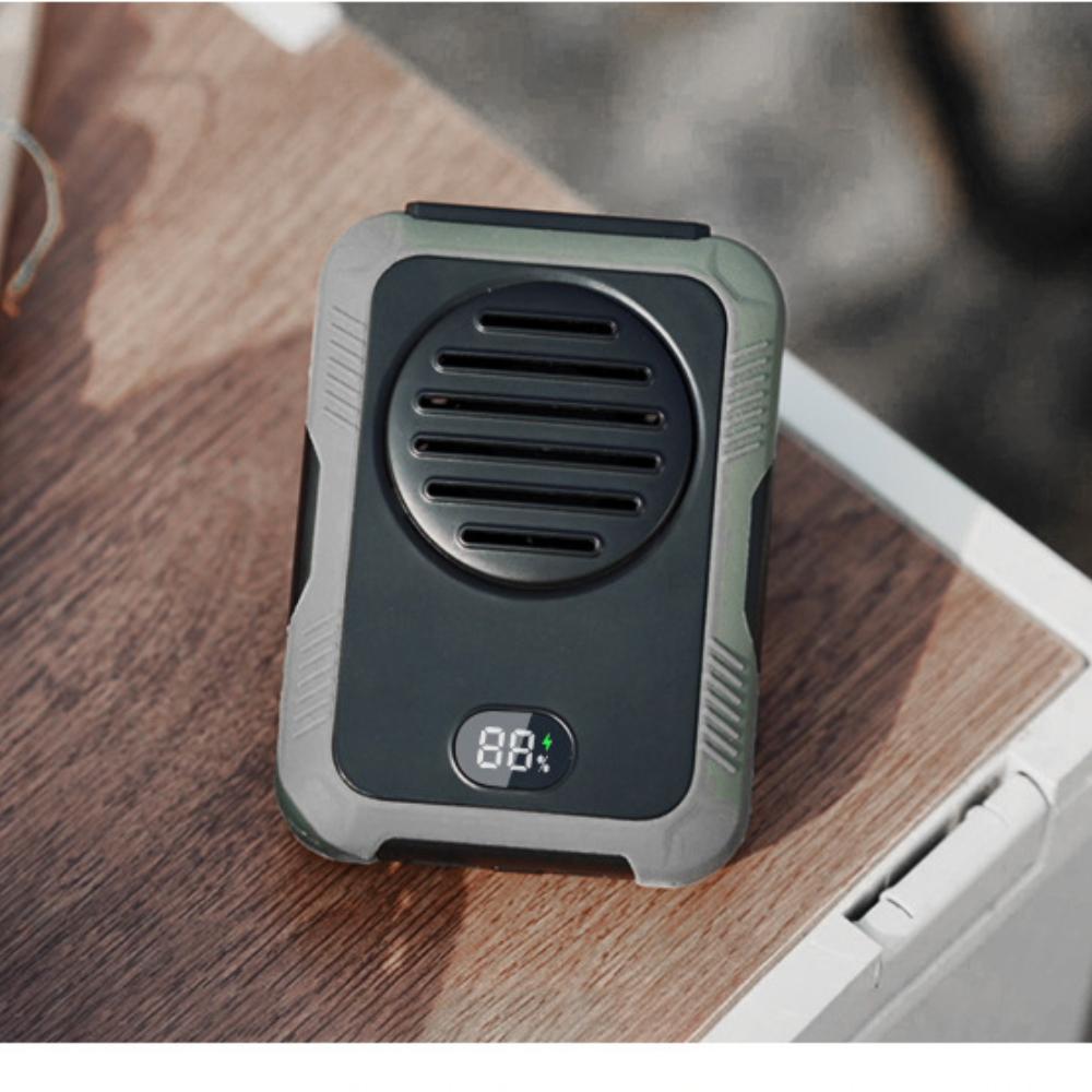 Car Home Dual-use Neck Hanging Digital Display Fan Outdoor Waist Hanging Fan USB Power Bank Fan/portable Power Bank 2-in-1