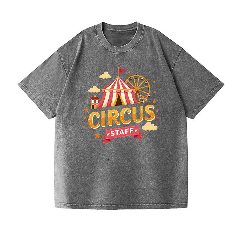 Vintage Circus Printed Summer Washed Acid T-Shirt Harajuku Korean Cotton Short Sleeve Carnival Festival Male Tunics