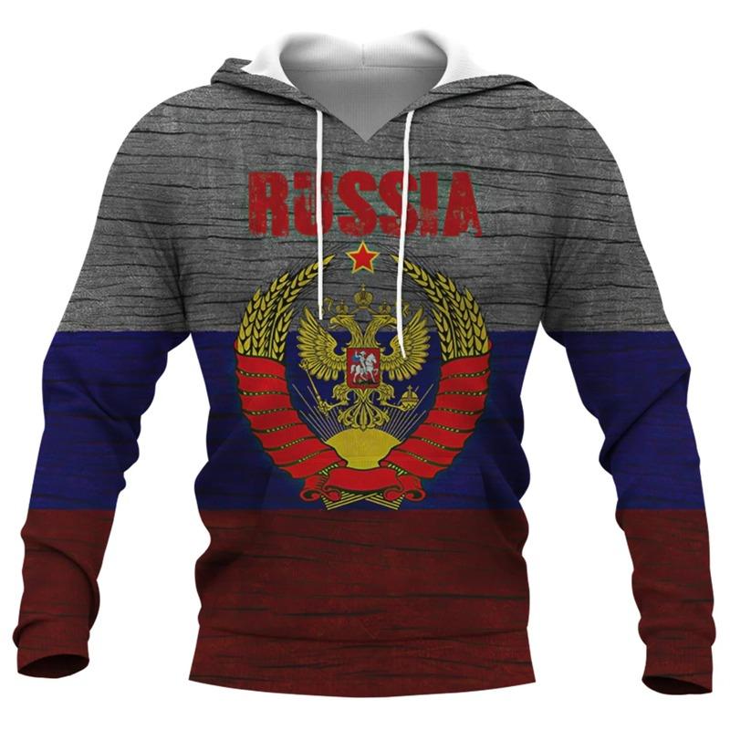 Fashion Men's Hoodie Russia National Emblem Camo 3D Print Fall Sweatshirt Hoodie Street Casual Boy Sweatshirt Y2K Men's Oversized Top Clothing