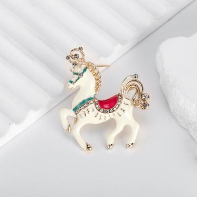Yousheng Cute Enamel Horse Brooch Rhinestone Horse Lapel Pin Alloy Animal Brooch Pin Outfit Accessory for Coats Scarves Bags