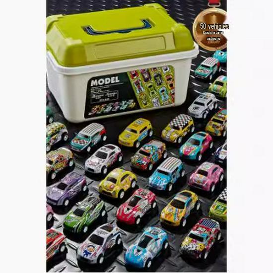 Collector's Edition Storage Bucket: 30 Alloy Pull-Back Racing Cars Tin Set