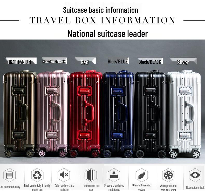 Valiză de 26 de inci din aliaj de aluminiu, cu încuietoare cu combinație, pentru femei și bărbați