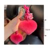 Lovely Heart Keychain Simple Car Key Chain Plush Pompoms Hanging Ornaments Keyrings Bag Pendant Keychain Accessories