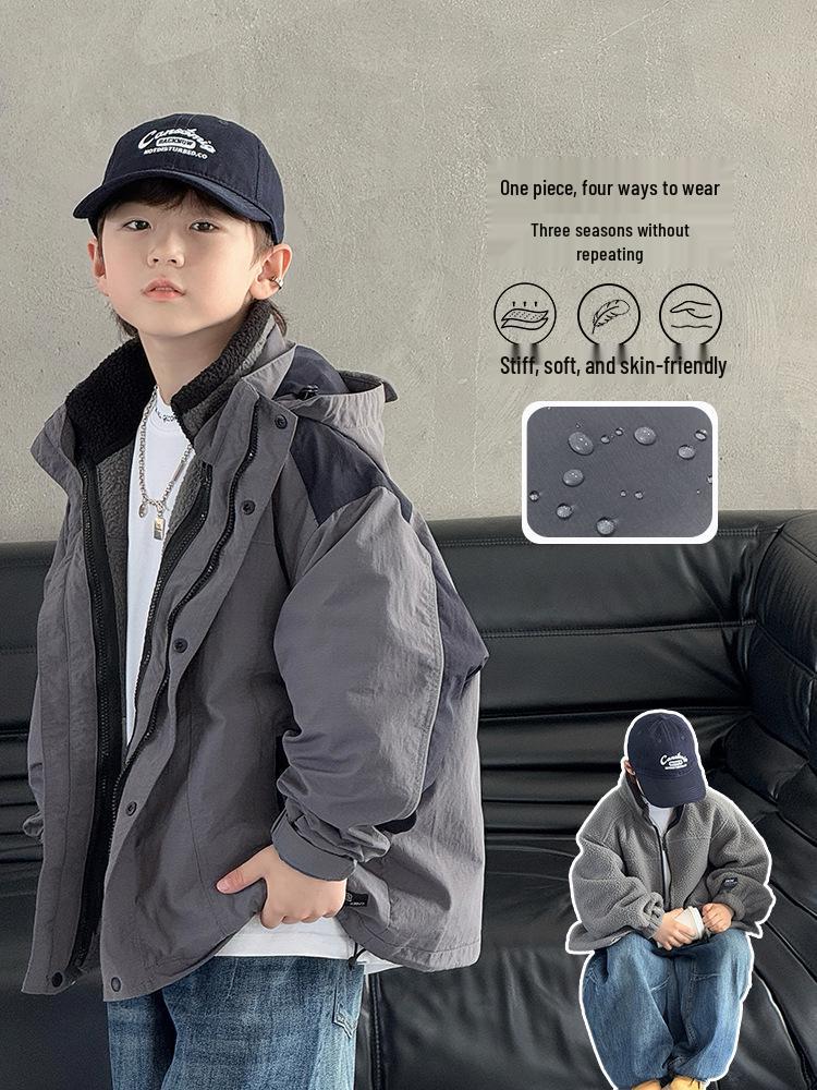 Boys' Fleece-Lined Waterproof 3-in-1 Autumn/Winter Jacket