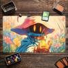 Cute Fantasy Mage Character Large Game Playmat Non Slip Rubber Table Mat Stitched Edge For Card Game Laptop Gaming Workspace