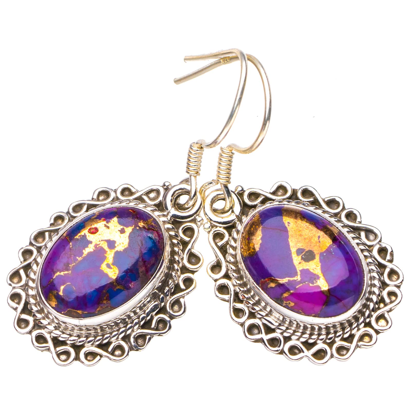 

StarGems® Natural Copper Turquoise Handmade 925 Sterling Silver Earrings 1.5 E6758