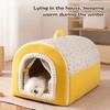 Soft Plush Cotton Washable Cat House Bed Winter Warm Pets Puppy Bed With Door Curtain Indoor Cat Cave Winter Dog Sleeping Bed
