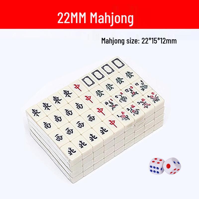 

Compact 22mm Travel Mahjong Set with U-Ruler Table & Dice