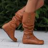 Women's Flat-bottomed Casual Boots Autumn and Winter New Inner Height Increase Solid Color Large Size Medium Boots