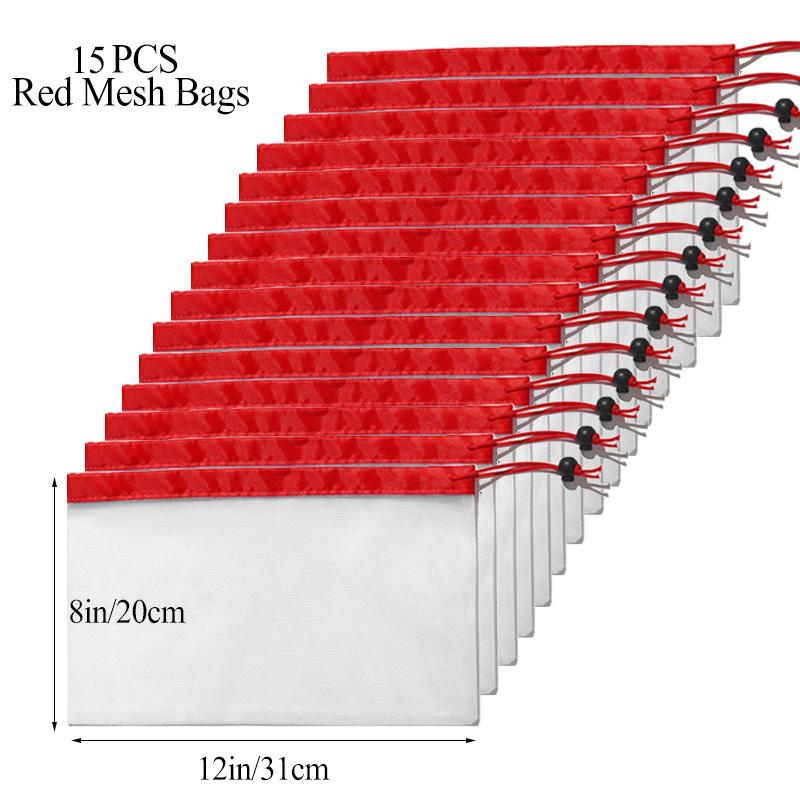 15pcs Reusable Mesh Produce Bags Washable Eco Friendly Bags for Grocery Shopping Storage Toys Fruit Vegetable Storage Bag