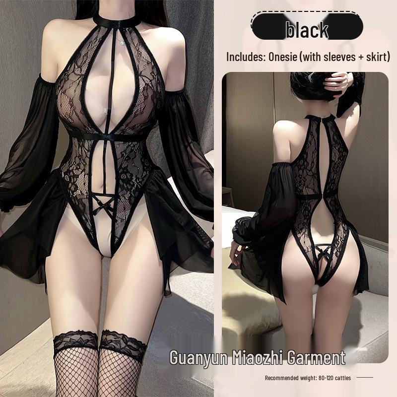 Miaozi Sexy Lace See-Through Bodysuit - Temptation & Teasing Nightwear for Women 2627