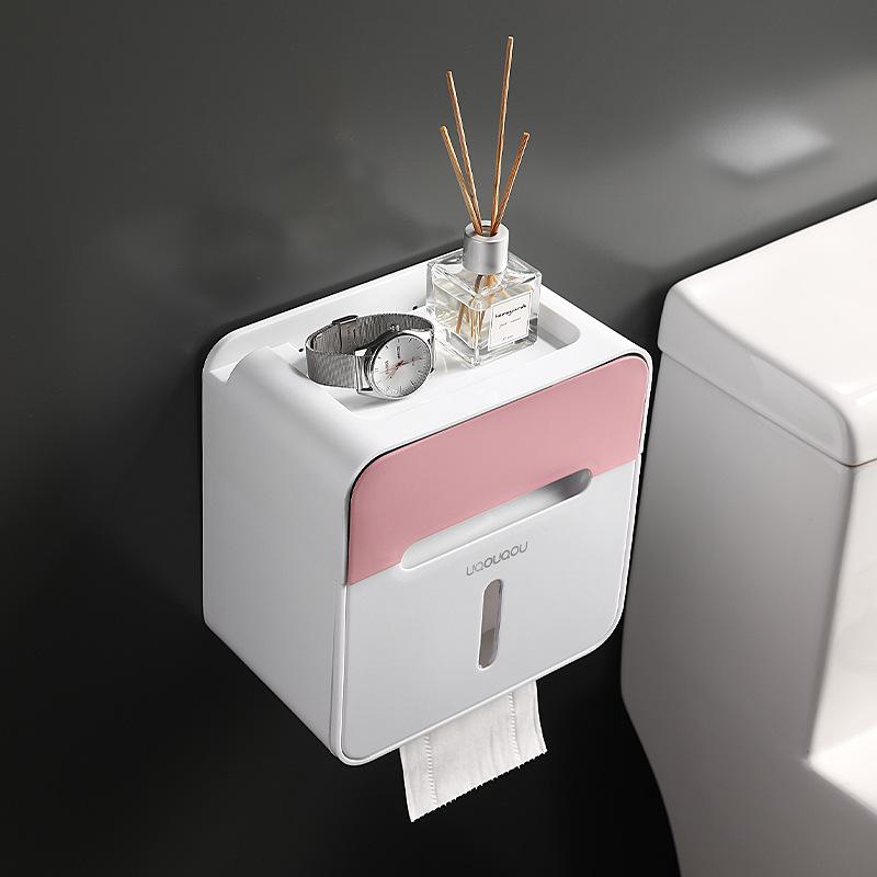 Toilet tissue holder bathroom double-layer tissue box storage rack waterproof wall mounted storage rack bathroom accessories