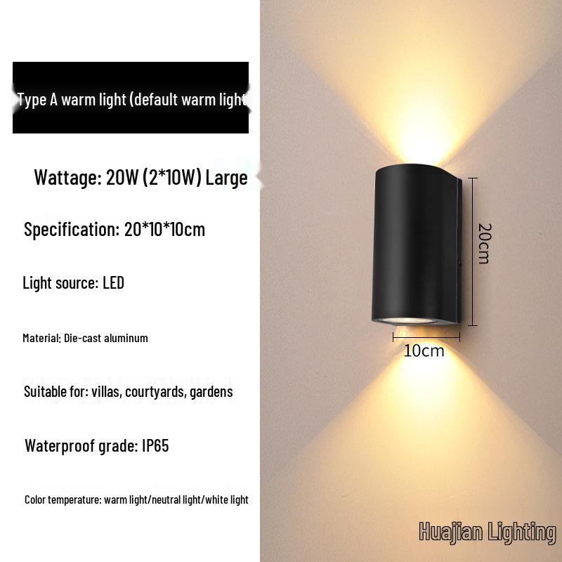 Dual-Head Waterproof Outdoor Wall Light for Porches, Courtyards, Balconies, and Stairways
