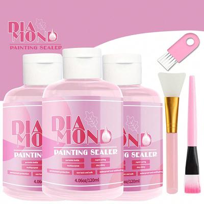 Kit sigillante per pittura Diamond Art Painting da 120 ml con 3 pennelli, sigillante per pittura Diamond Art, colla per puzzle, accessori e strumenti per pittura Diamond per adulti (4 once)
