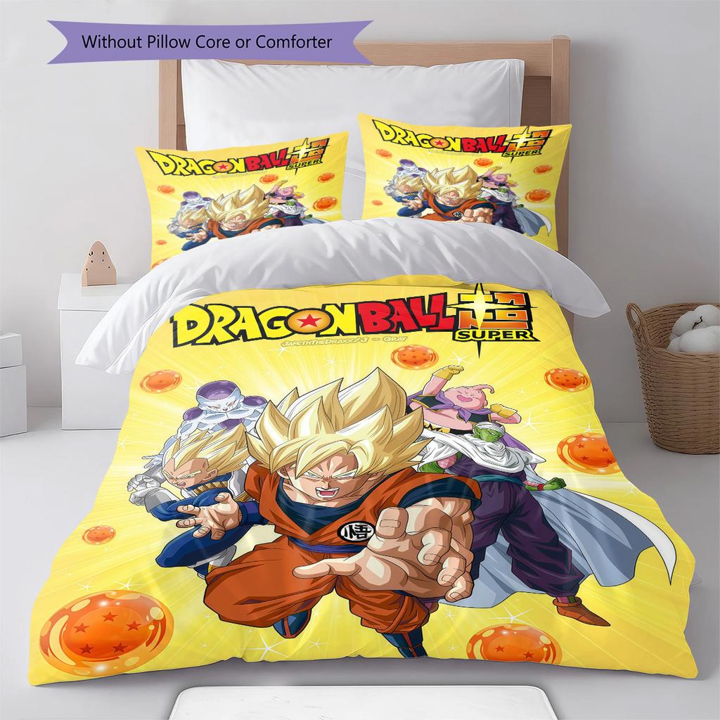 DBZ Heroic Pattern Bedding Quilt Set Quilt Cover Pillowcase Home Decoration Birthday Gift (1 * Duvet Cover + 2 * Pillowcase, Without Core)