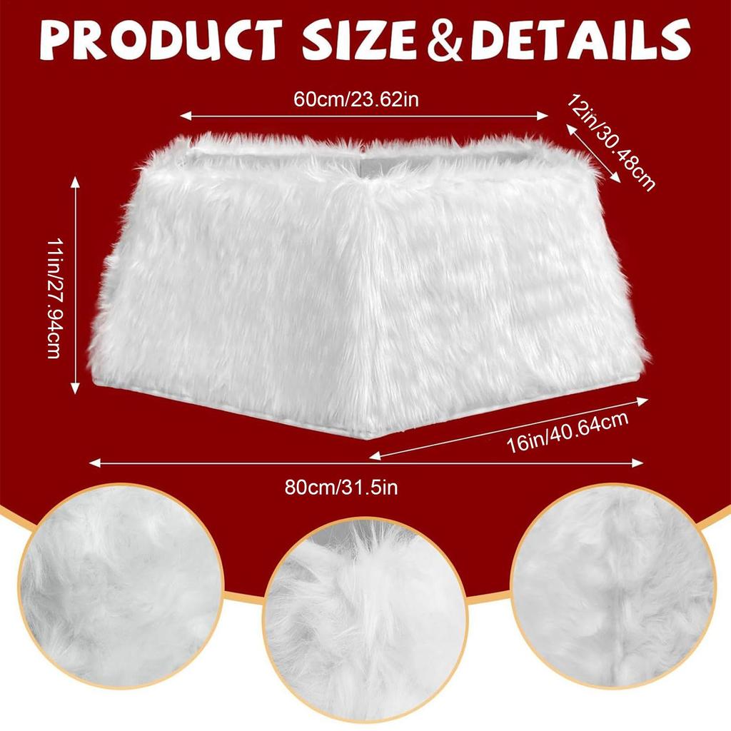 Bohemian Christmas Tree Collar Foldable Christmas Tree Skirt Christmas Soft Plush White Collar Artificial Tree Base Cover Skirt