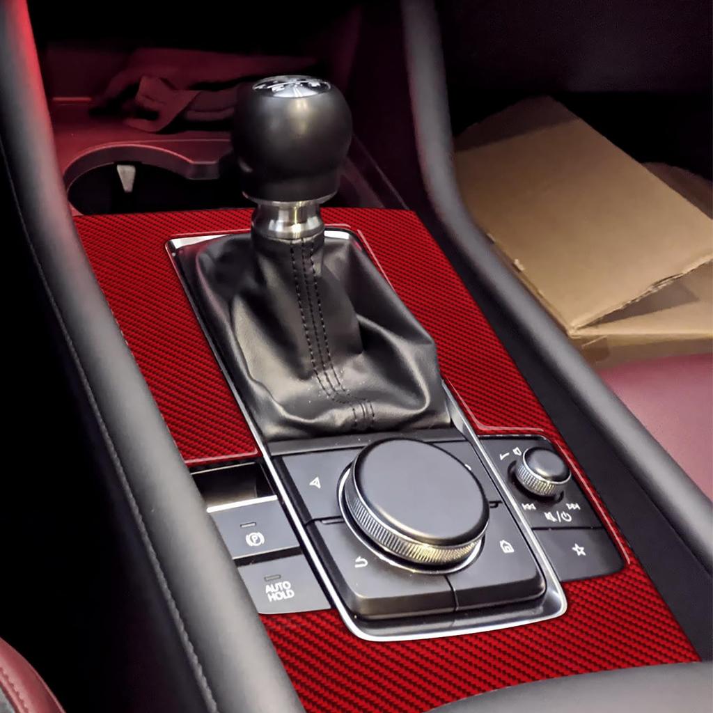 AIRSPEED Mazda3 Spezielles Zubehör Kohlefaser Innenraumteile Auto Schaltknauf Panel Verkleidung Abdeckung Zierleiste Kühl Fleckenbeständig Innenraumband Auto
