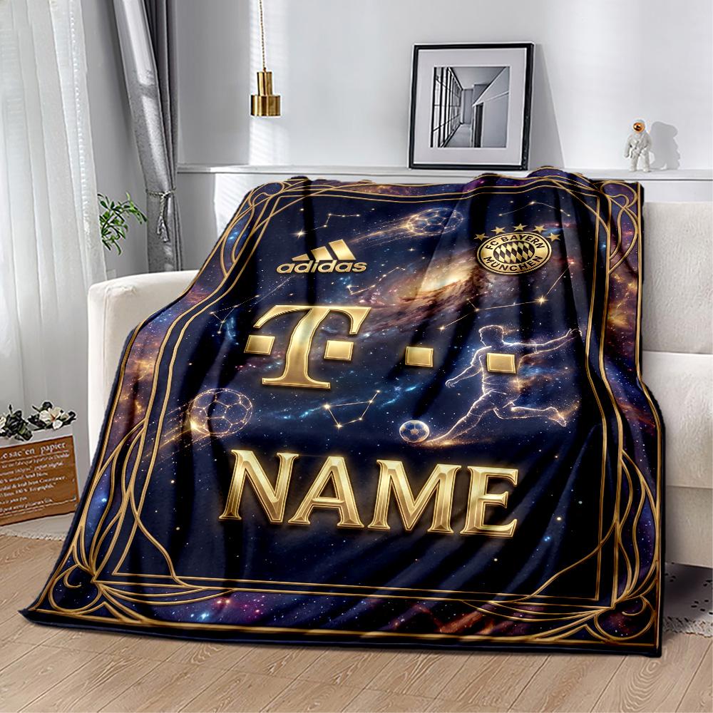 Bayern Munich Galaxy Artwork Customize Your Name Blanket Multi-purpose Personalized Blanket Comfortable for Bedding Living Room Bed Office Chair