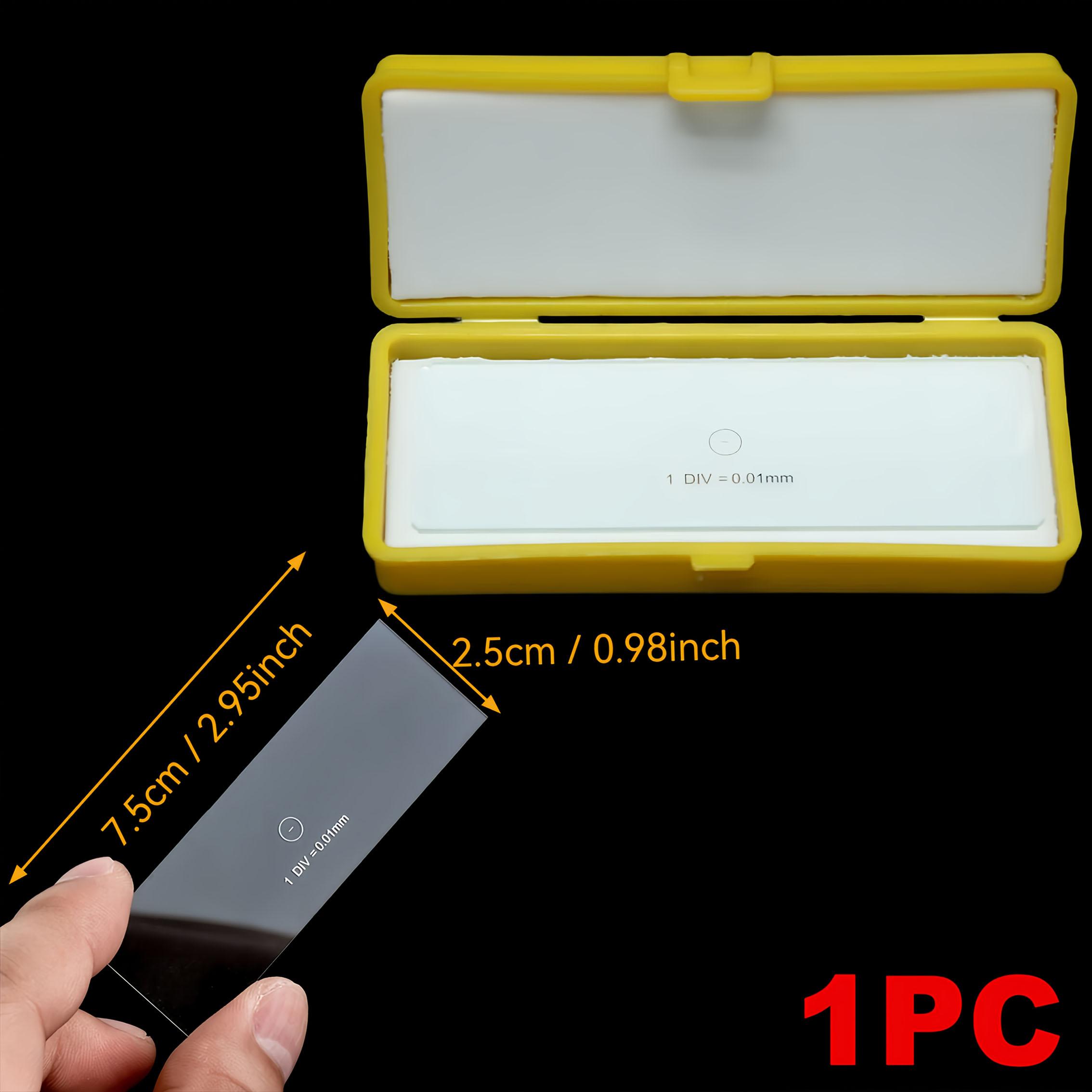 1 Microscope Slide with Scale, Biological Microscope Calibration Scale, Micrometer Ruler with Storage Case Microscope slide1pc