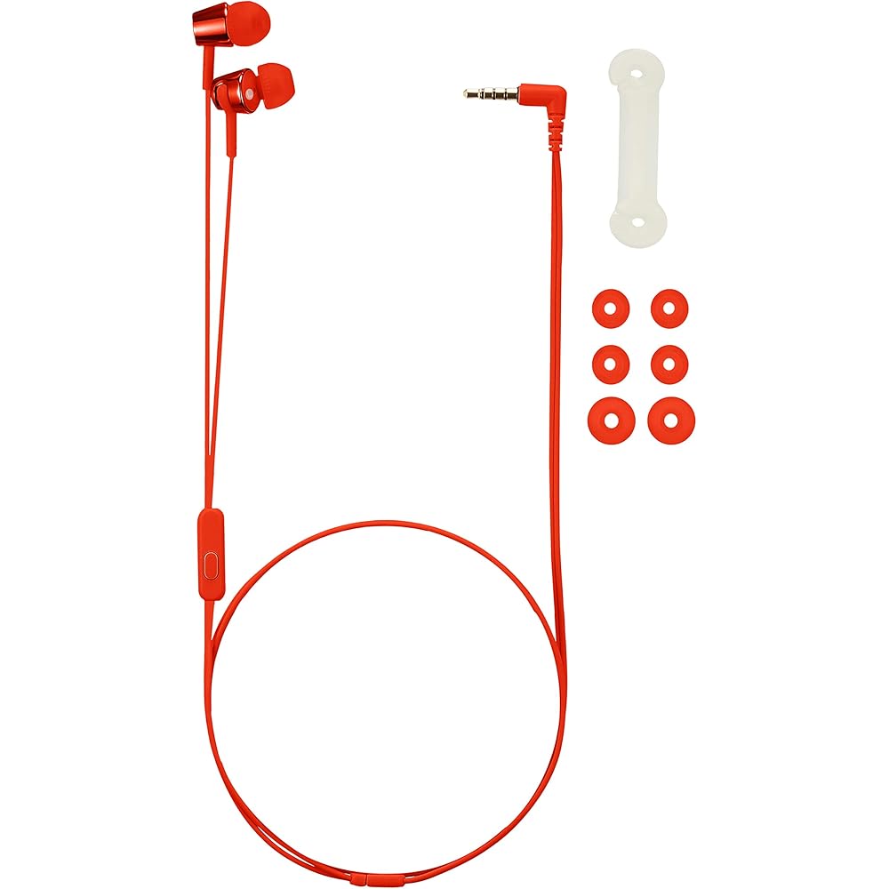 Sony MDR-EX155AP Earphones: In-ear Type with Remote Control and Microphone, Red (MDR-EX155AP R)
