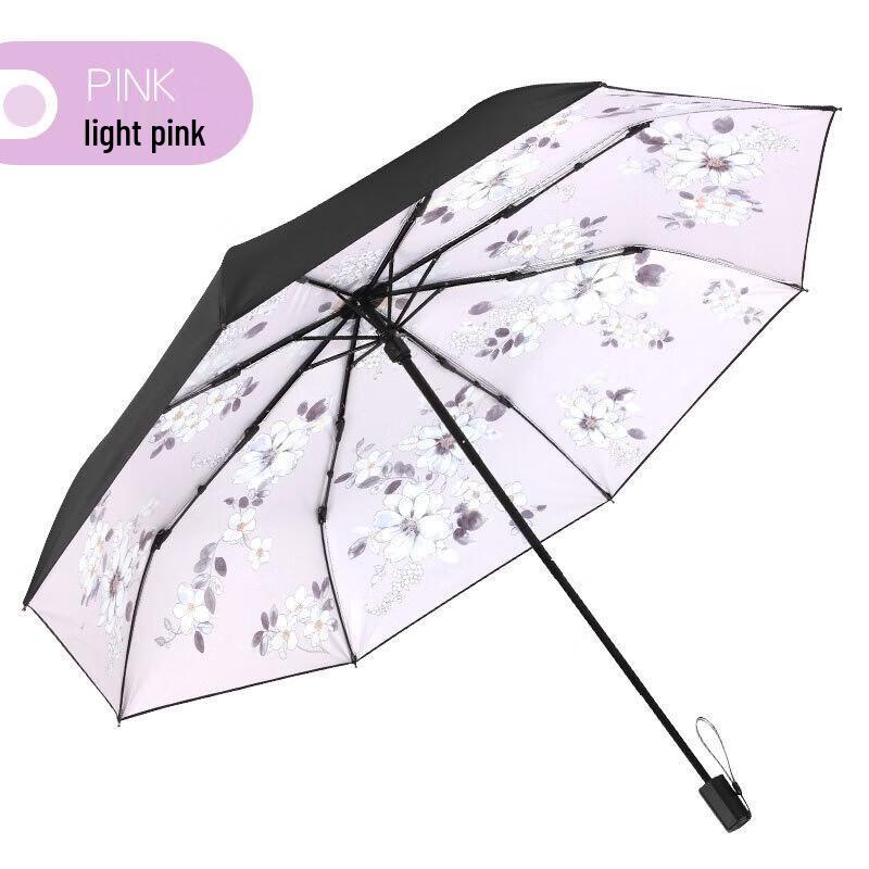Tiangtang Women s Floral UV Protection 3-Fold Umbrella