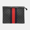 [Pre-Owned] Signature Logo Stripe Web Zipper Canvas Clutch - Very Good #1G2LX3S