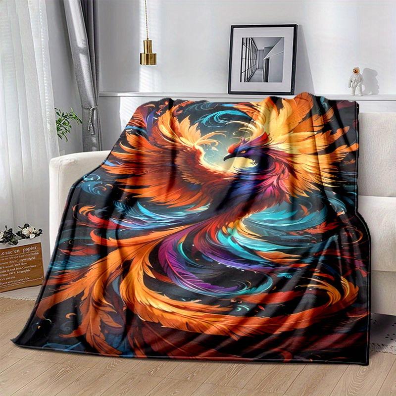 1pc Colorful Phoenix Feather Design Blanket - Home Office Outdoor Gift