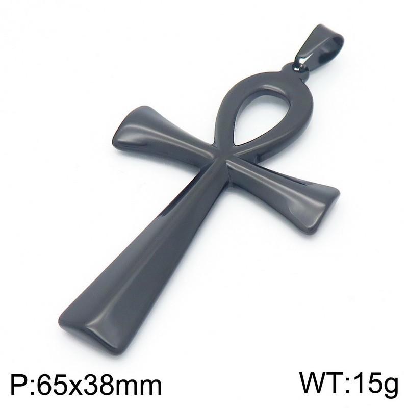 Vintage Anka Cross Necklace, Ancient Egyptian Life Talisman Glossy Titanium Steel Couple Pendant