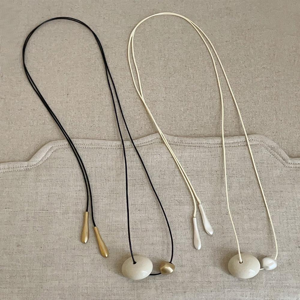 Aesthetic Cord Necklace Vintage Trend Choker Retro Bead Pendant Necklace Party