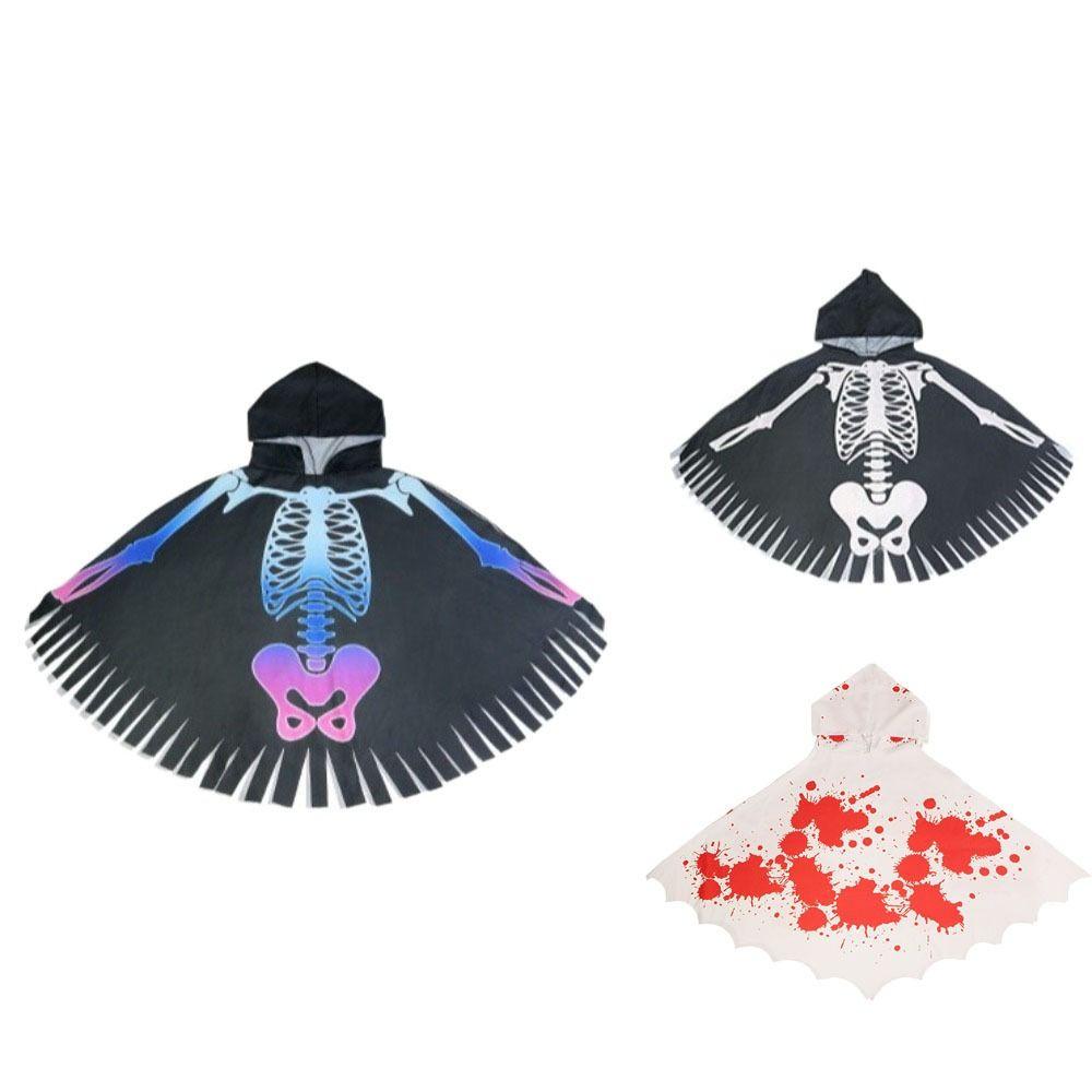 Goth Halloween Props Cloth Skull Bones Cloak Creative Skeleton Cape  Adult