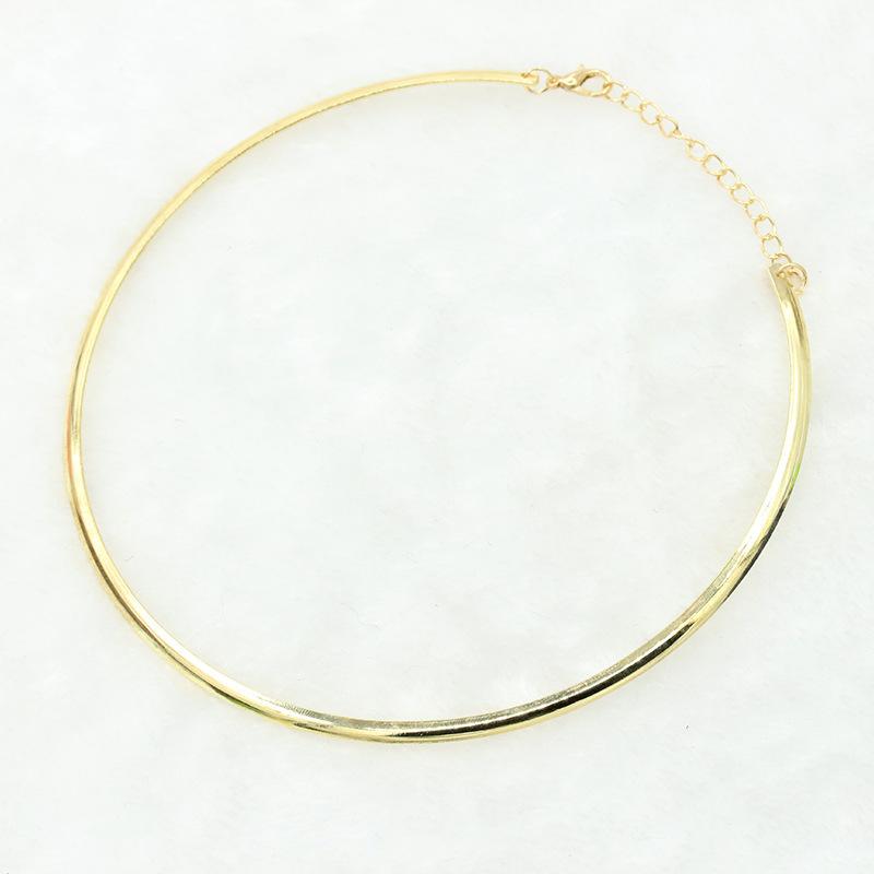 Collier Punk Pas Cher Simple Cercle Rond Or Bohème Bijoux de Mode Exagération Métal Anneau Colliers Réglables pour Femmes
