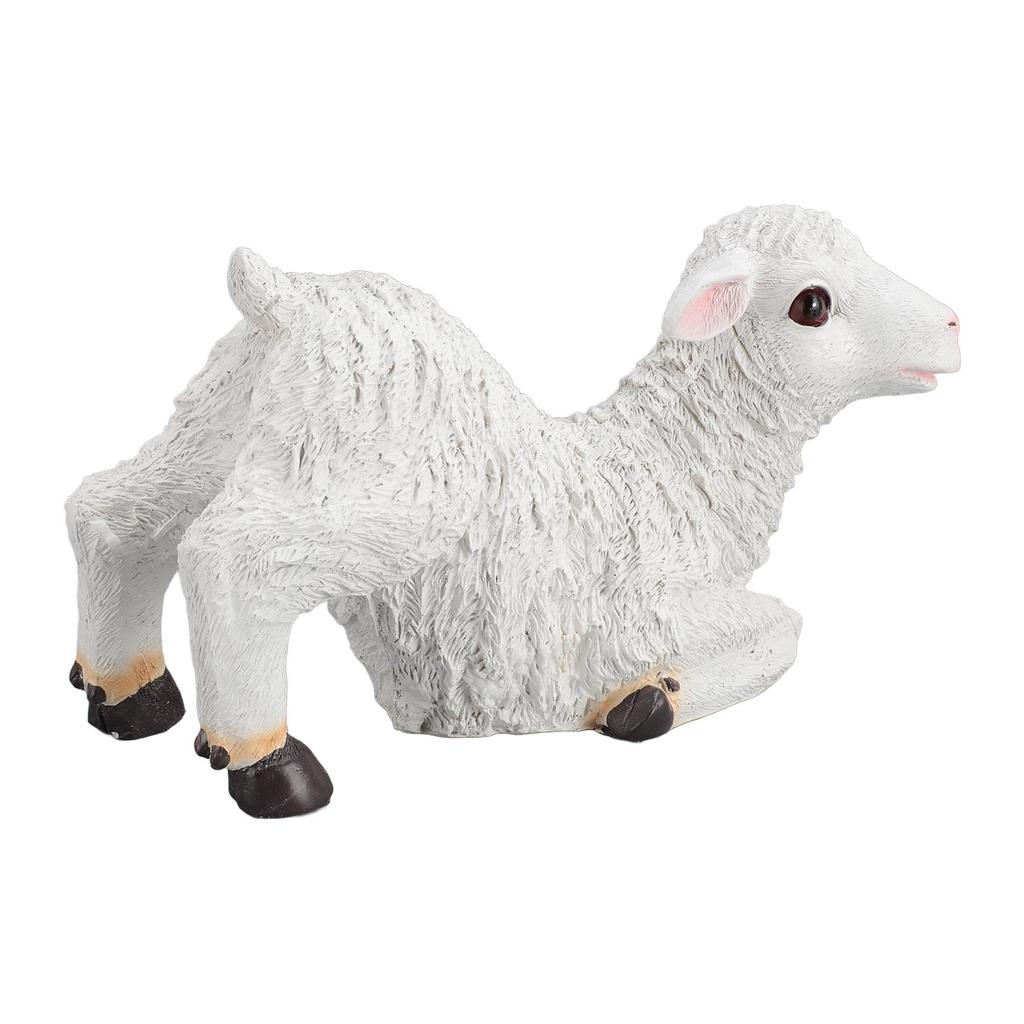 Resin Sheep Ornament Multipurpose Cute Vivid Fine Crafted Waterproof Garden Sheep Statue for Outdoor Indoor