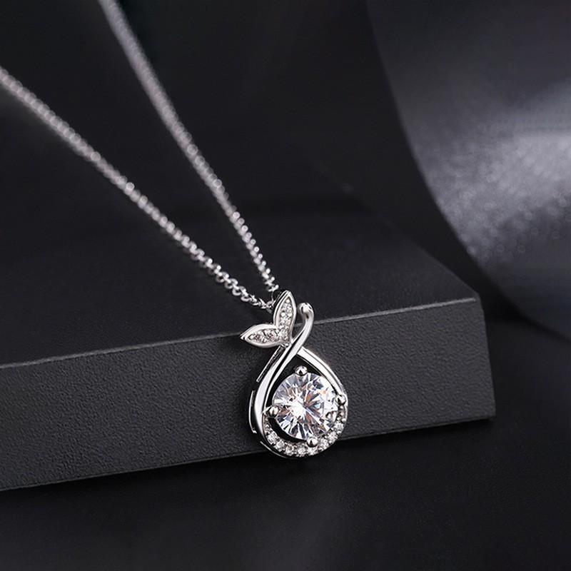 Fish Tail Pendant Necklace Women 990 Fine O-Link Chain Minimalist Chic Jewelry Adjustable 21-50cm