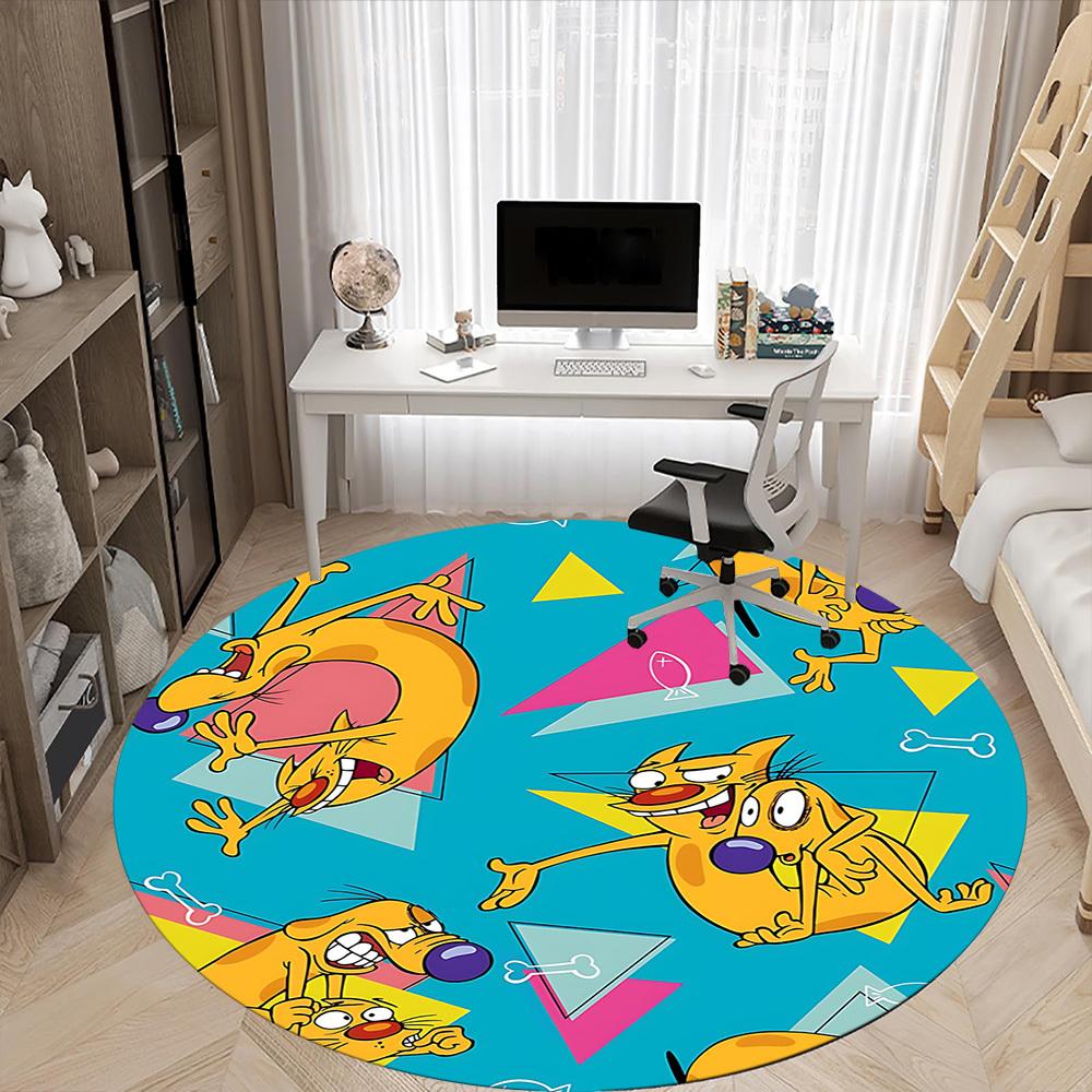 1pc CatDog Office Round Area Rug, Bedroom Living Room Home Decor, Room Deco,  Offic A1016081