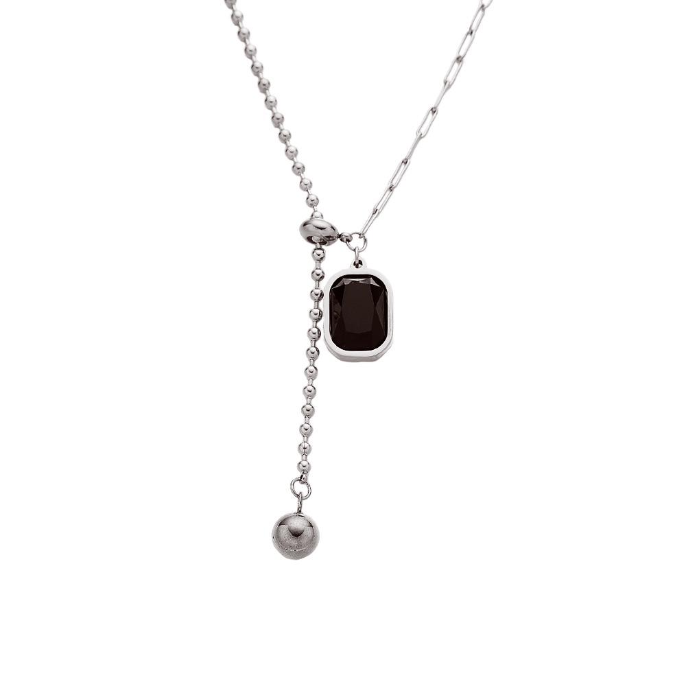 INS Personalized Retro Gold Zircon Clavicle and Sweater Chain Necklace стальной