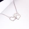 European Style Dog Paw Heart Pendant Clavicle Necklace